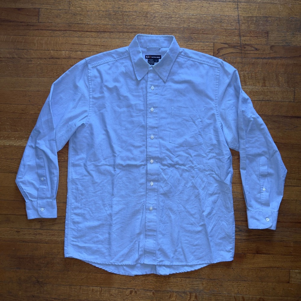 5.11 Tactical Series Men's Long Sleeve Button‎ Down Shirt, Light Blue Large